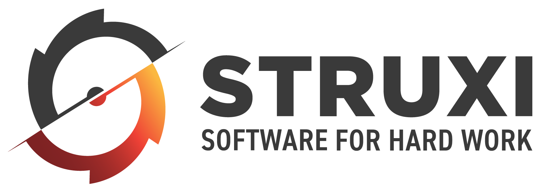 STRUXI logo with the text "SOFTWARE FOR HARD WORK" and a stylized circular design.